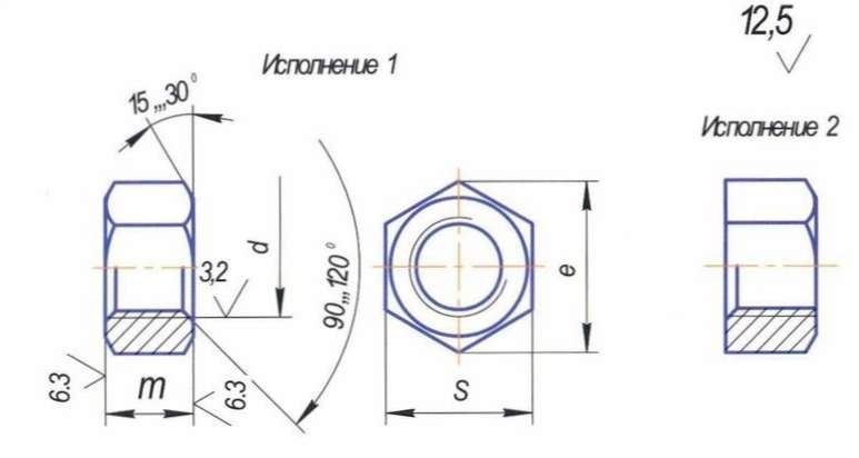 Чертеж гайки по госту